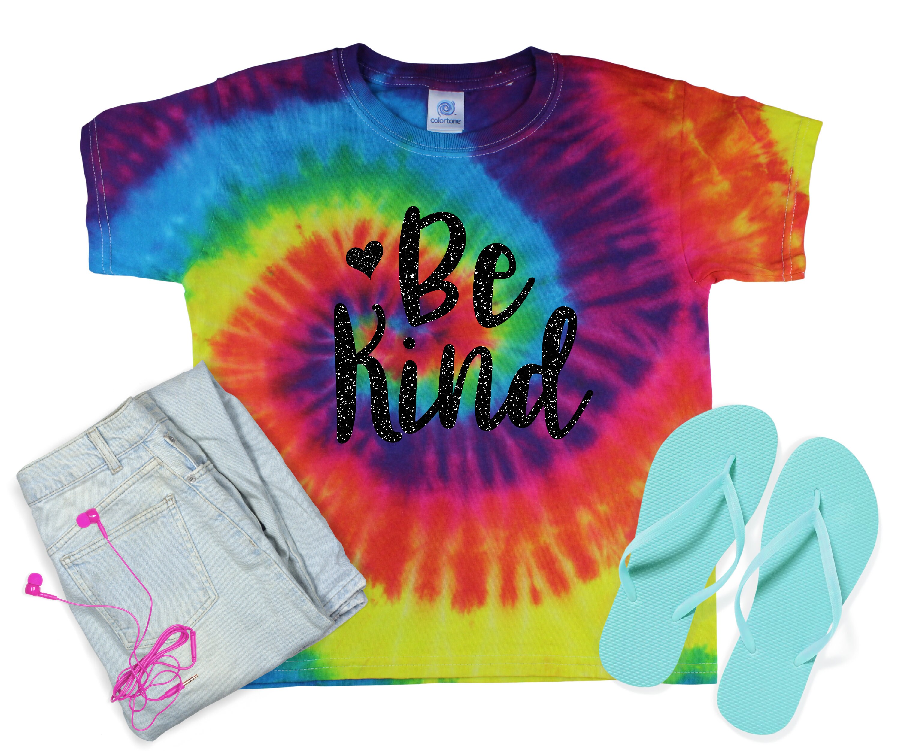 Be Kind Girl Neon Pastel Tie Dye Shirt 