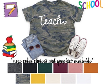 Teach Teacher Heart Camo Shirt Galaxy Camo Teach Heart Shirt  Teach Teacher Back To School Girl Green Camo School Teacher
