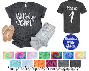 Birthday Girl Pastel Neon Tie Dye Shirt Galaxy Bright Black Glitter Vinyl Birthday Girl Shirt Birthday Party Shirt Girl Birthday Shirt