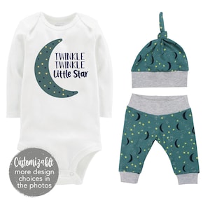 Twinkle Twinkle Little Star Personalized Boy Coming Home Outfit Bodysuit Infant Gift Set Blue Clouds Boy Going Coming Home Set Newborn