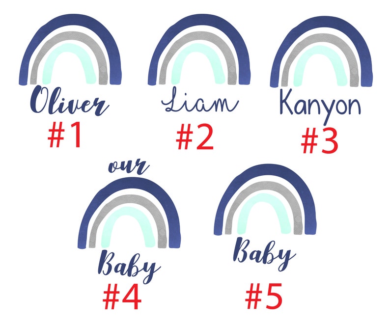 Boy Rainbow Baby Coming Home Outfit Personalized Watercolor Rainbow Yoga Pants Knot Hat Infertility Miscarriage Infant Loss Blue Gray Mint image 2