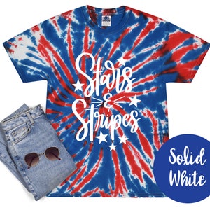 Stars and Stripes 4th of July Tie Dye Shirt Red White Blue Independence Day Fireworks Fourth of July Tee Patriotic 4th of July Party Shirt