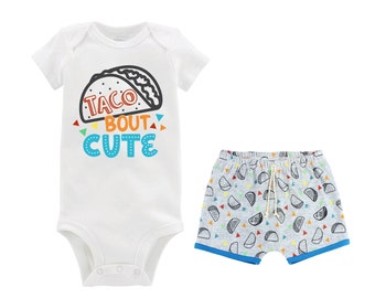 Taco Bout Cute Boy Outfit Baby Bodysuit Mom Loves Me Taco Fiesta Nachos Shorts Shirt Boy Taco Tuesday Party Unisex Handmade Clothing