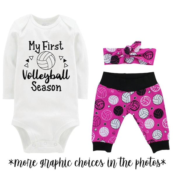 My First Volleyball Season Baby Going Coming Home Outfit Girl Pink Black Last Name Personalized Yoga Pants Headband Infant Newborn Blanket