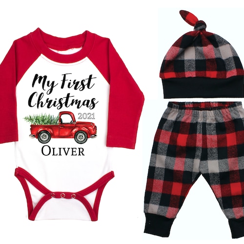 Baby Boy First Christmas Outfit Personalized My First Etsy