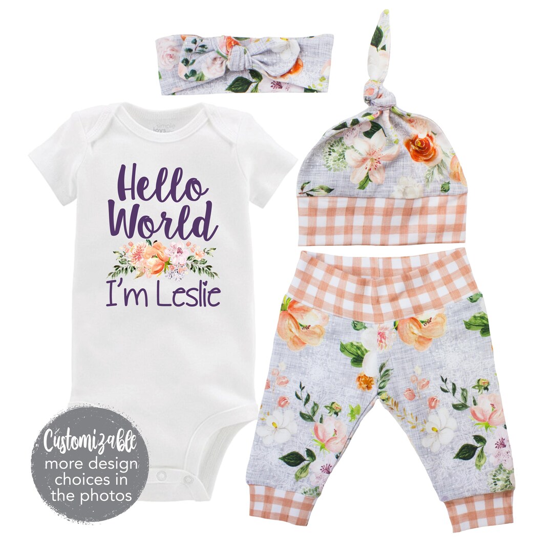 Hello World I'm Girl Going Home Outfit Newborn Baby Infant Set Wedding ...