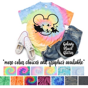 Mickey Face Animal Kingdom Tie Dye Shirt Black Glitter Vinyl Lion King Toddler Youth Adult Pastel Neon Tie Dye Rainbow Shirt