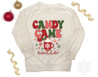 Girl Christmas Shirt Pullover Candy Cane Cutie Oatmeal Natural Cocoa Holiday Tee Long Sleeve or Short Sleeve Mama Mini Family Matching Women