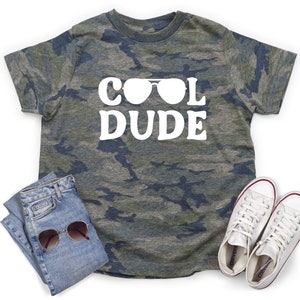 Cool Dude Sunglasses Boy Camo Shirt Cool Boy Shirt Solid White Vinyl Birthday Boy Cool Dude Boy Toddler Youth Adult Camouflage Shirt