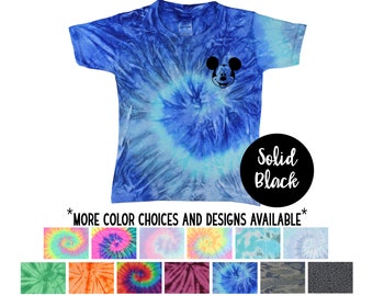 Musse Pigg Tie Dye Semester Svart Mus-T-shirt Enfärgad Svart Vinyl Småbarn Ungdom Vuxen Pastell Tie Dye Neon Regnbåge Tie Dye