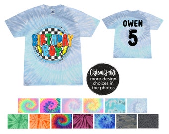 Birthday Boy Tie Dye Shirt Custom Age and Name Personalized Blue Lagoon It's Me I'm the Birthday Girl Birthday Boy Five Fabulous