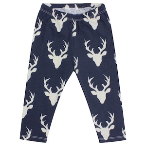 Navy Blue Buck Deer Baby Leggings Stag Boy Leggings Boy Leggings Girl or Boy Baby Leggings Unisex Leggings Toddler Pants Deer Unisex Baby
