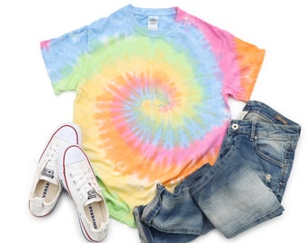 BLANK Tie Dye Shirt Minty Rainbow Neon Rainbow Pastel Rainbow Adult Youth Toddler Shirts Unisex T-Shirt Fun Bright Tie Dye Shirts All Sizes