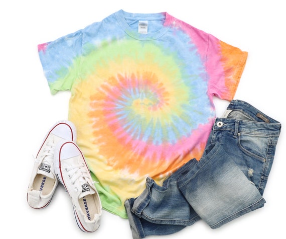 neon rainbow tie dye shirts