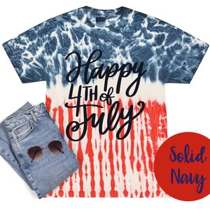 Happy 4th of July Red Blue Tie Dye Shirt Rot Weiß Blau UnabhängigkeitStag Feuerwerk Vierter Juli Tee Patriotisch 4. Juli Party Shirt