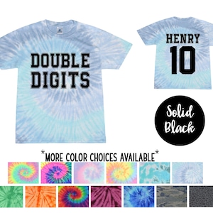 Double Digits Boy Tenth Birthday Tie Dye Shirt Solid Black Vinyl Birthday Boy Shirt Birthday Party Shirt Boy Birthday Shirt