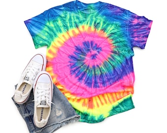 BLANK Tie Dye Shirt Minty Rainbow Neon Rainbow Pastel Rainbow Adult Youth Toddler Shirts Unisex T-Shirt Fun Bright Tie Dye Shirts All Sizes