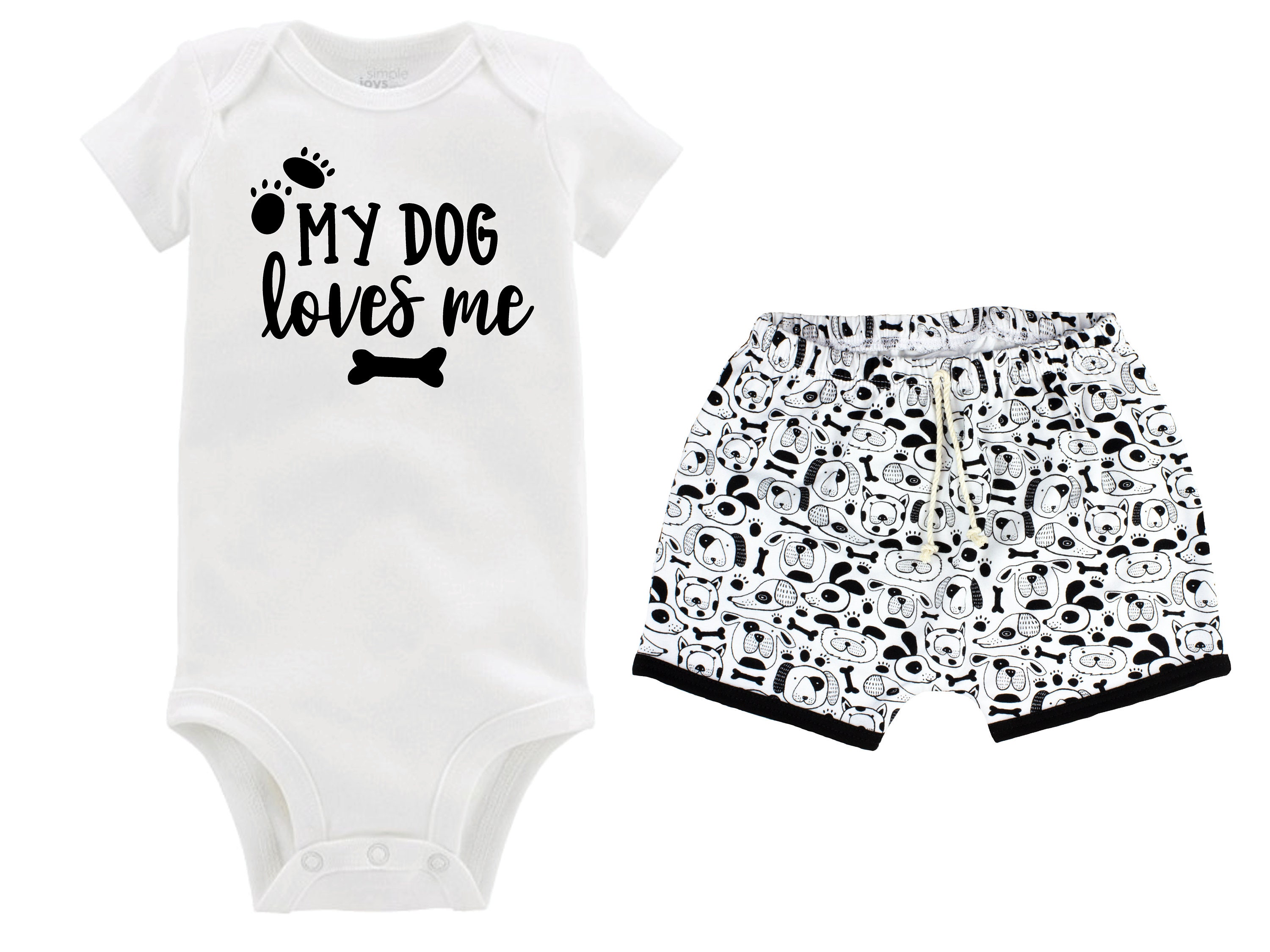 Boy Puppy Dog Outfit Personalized Outfit My Dog Loves Me Baby Onesie