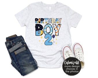 Birthday Boy Blue Dog Inspired Shirt Girl Boy Birthday Shirt Blue Orange Infant Toddler Youth Adult Custom Mom Dad Matching Age Personalized