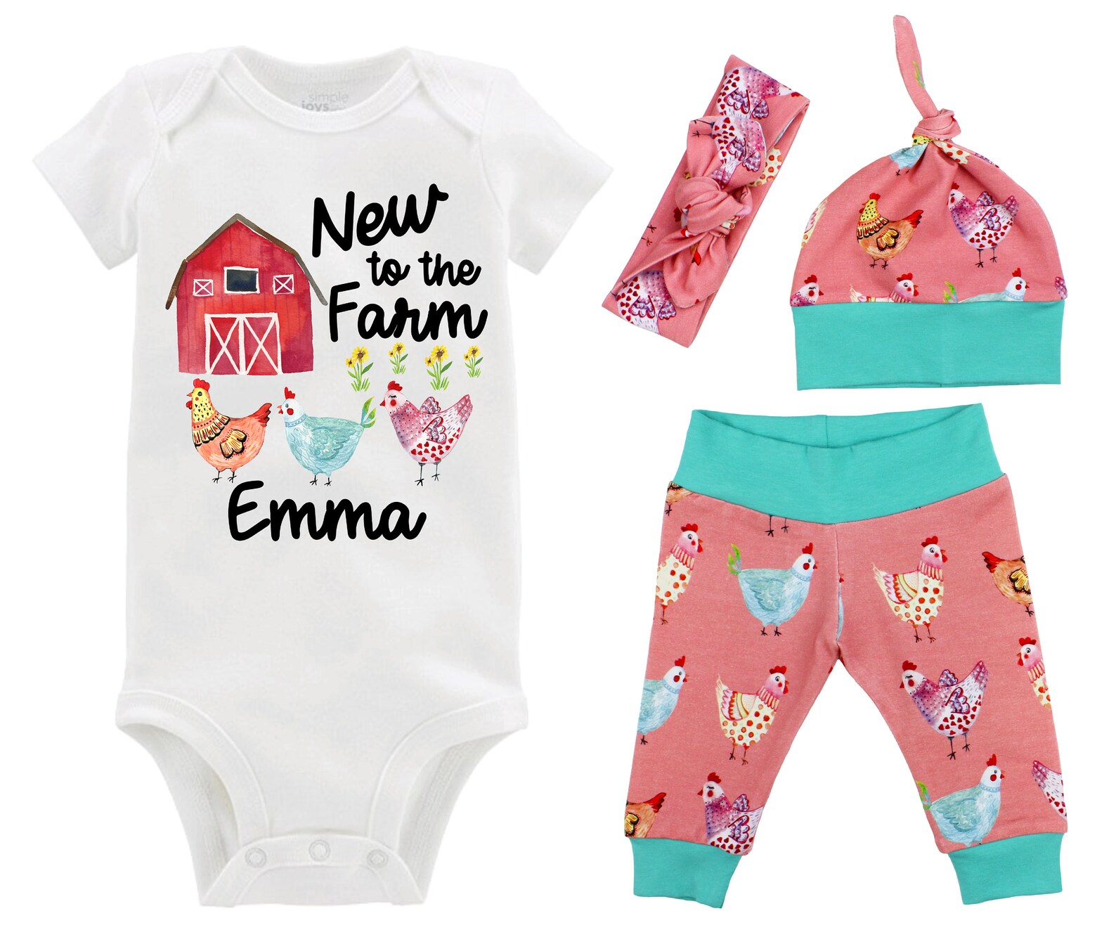New to the Farm Baby Girl Coming Home Outfit Red Barn Chicken Etsy
