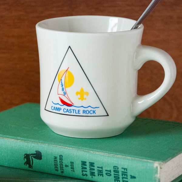 Vintage Summer Camp Mug / Camp Castle Rock 1989 Coffee Cup / Sailboat / Moonrise Kingdom