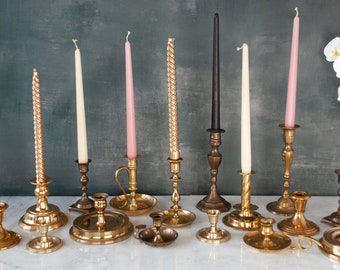 Aged Brass Candlesticks / Natural Patina or Bright Finish / Choose Your Own Taper Candle Holders / Vintage / SOLD INDIVIDUALLY