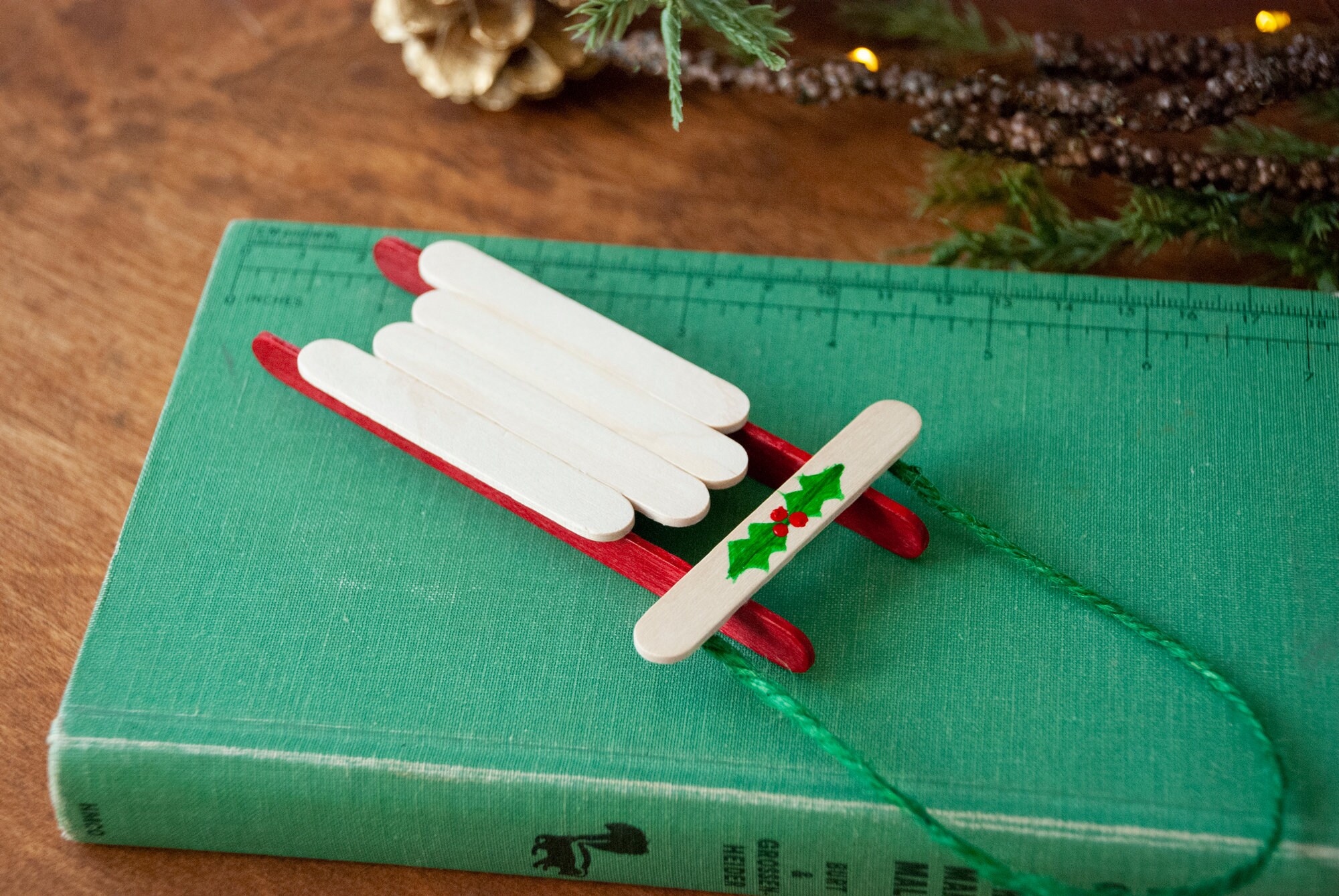 Popsicle Stick Sled Ornament