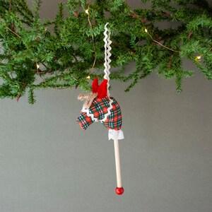 Plush Plaid Hobby Horse Ornament / With Felt Ears, Lace Collar, Rick ...