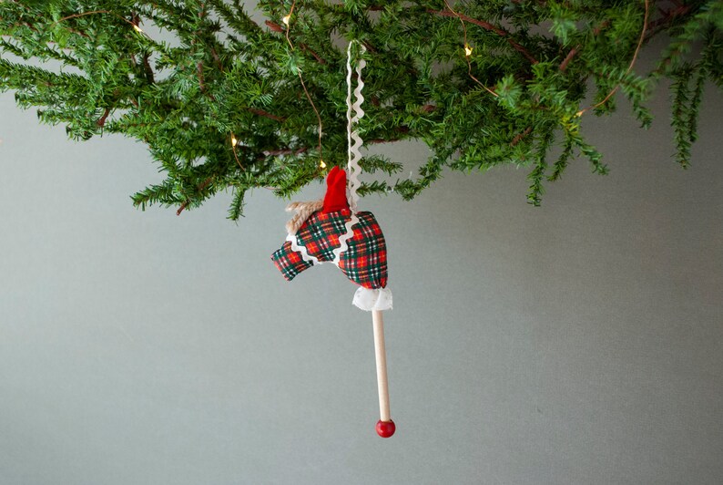 Plush Plaid Hobby Horse Ornament / With Felt Ears Lace Etsy
