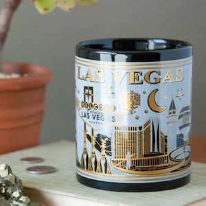 Las Vegas Gilded Souvenir Mug Featuring Landmarks of the Strip - Etsy