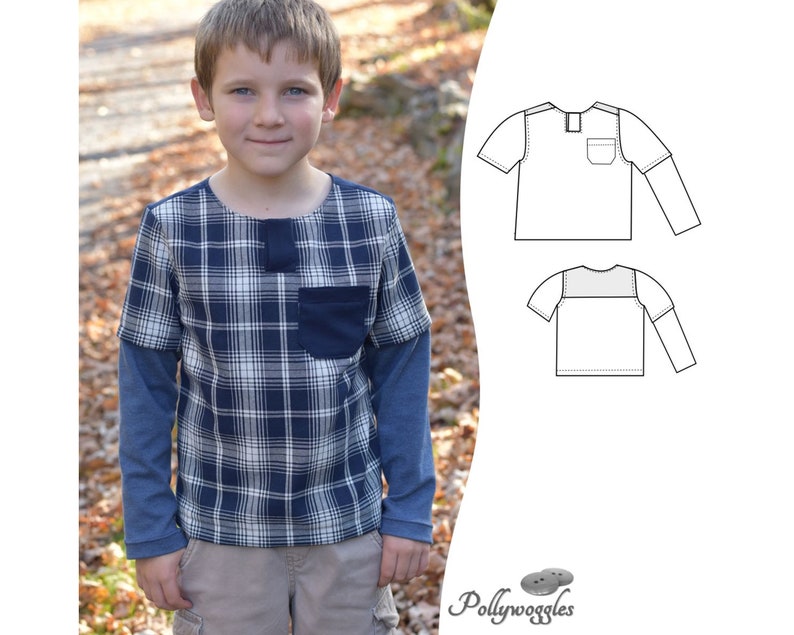 Shirt Pattern Gaspe PDF 2-12Y image 1