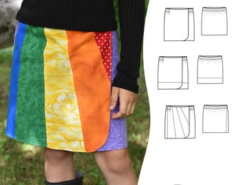 Wrap Skirt Pattern - Rondeau - Reversible 2-12Y - PDF