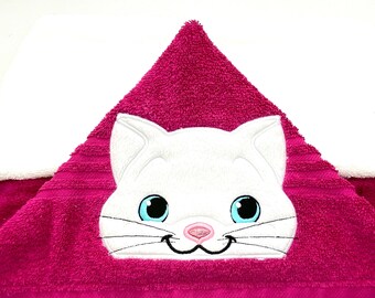 Kids Personalized Towel Ships out in 24 Hours Cotton Bath Cat Decor Kitten Monogrammed Gift READY TO SHIP Cat Hooded Towel