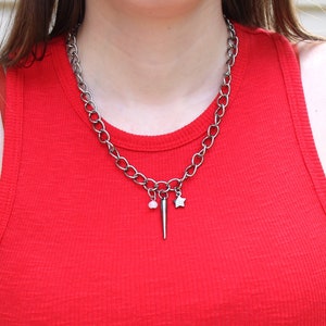 Spike Pendant Chunky Chain Necklace | edgy, rustic, pendant necklace, star spike silver, gifts for her, Whim Goods & Accessories