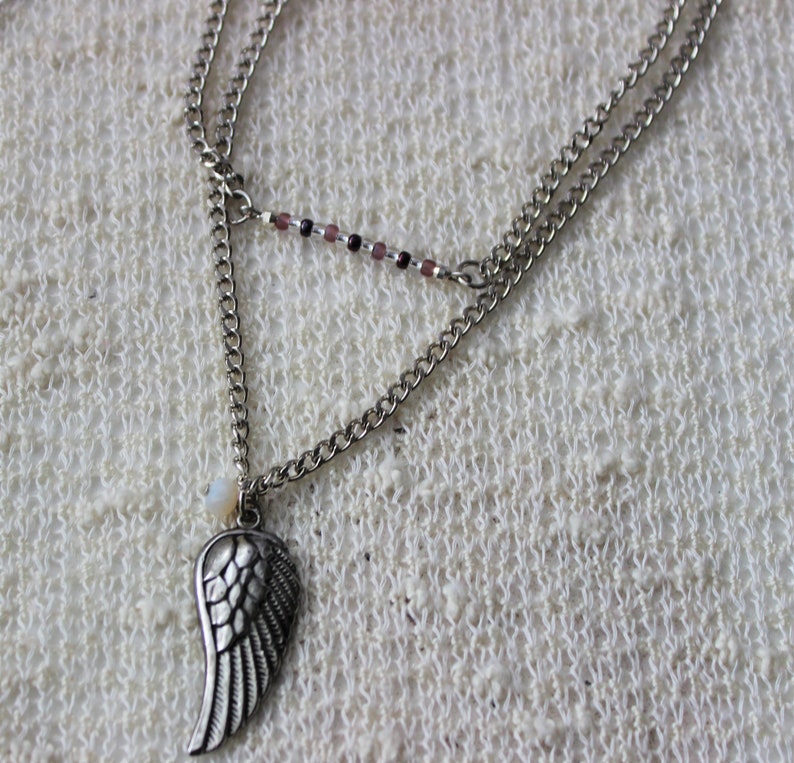 Silver Double Layer Wing Necklace