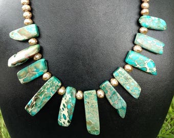 Jasper and glass necklace