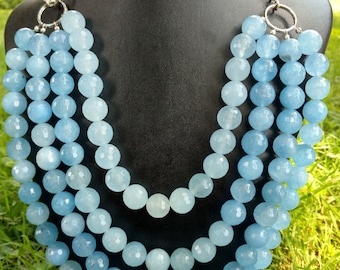 Multistrand blue quartz necklace