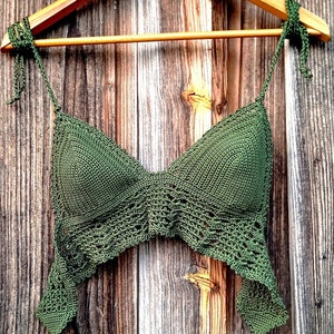 crochet top in OLIVE GREEN. Can be made in any color