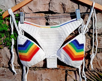 Conjunto de bikini de crochet Rainbow Pride LGBTQ bikini