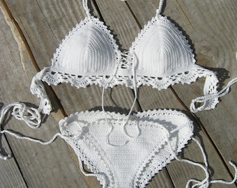 crochet bikini set + choker with Lace Bikini Crochet Swimwear Crochet trim bikini crochet beachwear crochet swimsuit bikinis String bikini