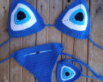 set bikini all'uncinetto Evil Eye bikini Greek Eye