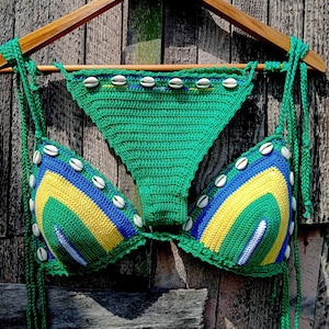 crochet bikini set BRAZIL flag bikini Brazilian flag