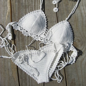 crochet bikini set + choker with Lace Bikini Crochet Swimwear Crochet trim bikini crochet beachwear crochet swimsuit bikinis String bikini