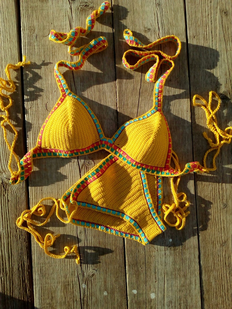 Crochet Bikini Set Yellow Kiini Bikini Crochet Swimwear Etsy