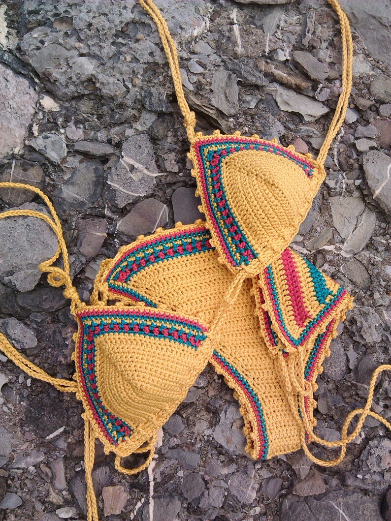 Crochet Bikini Set Jamaican 1 Bikini Crochet Swimwear Rasta Etsy