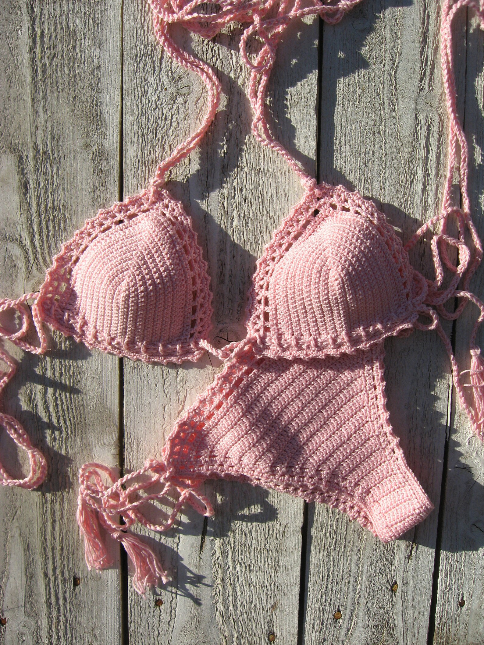 Crochet Bikini Set Baby Pink Basic Bikini Crochet Swimwear Etsy
