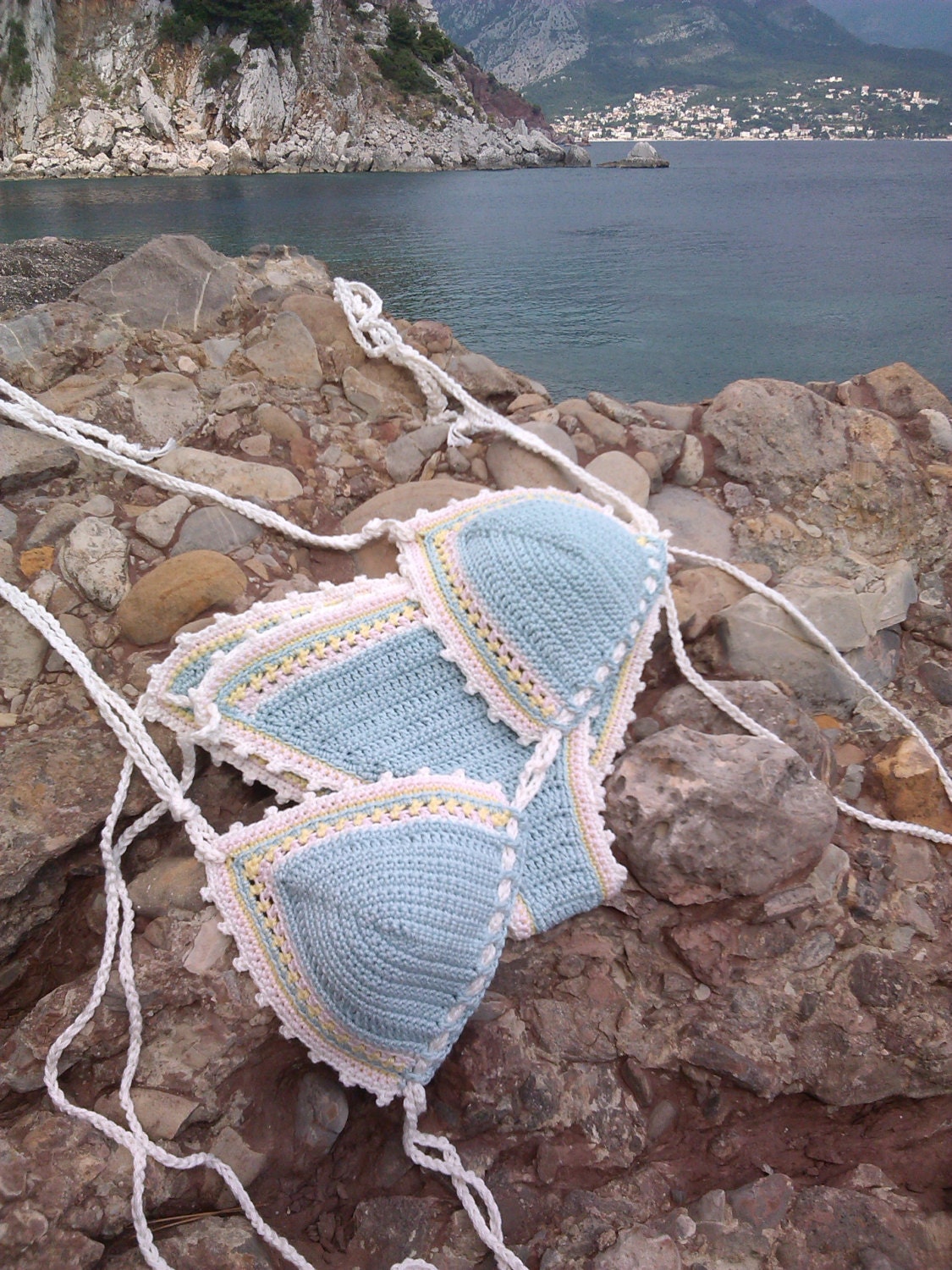 crochet bikini set in Seafoam light blue