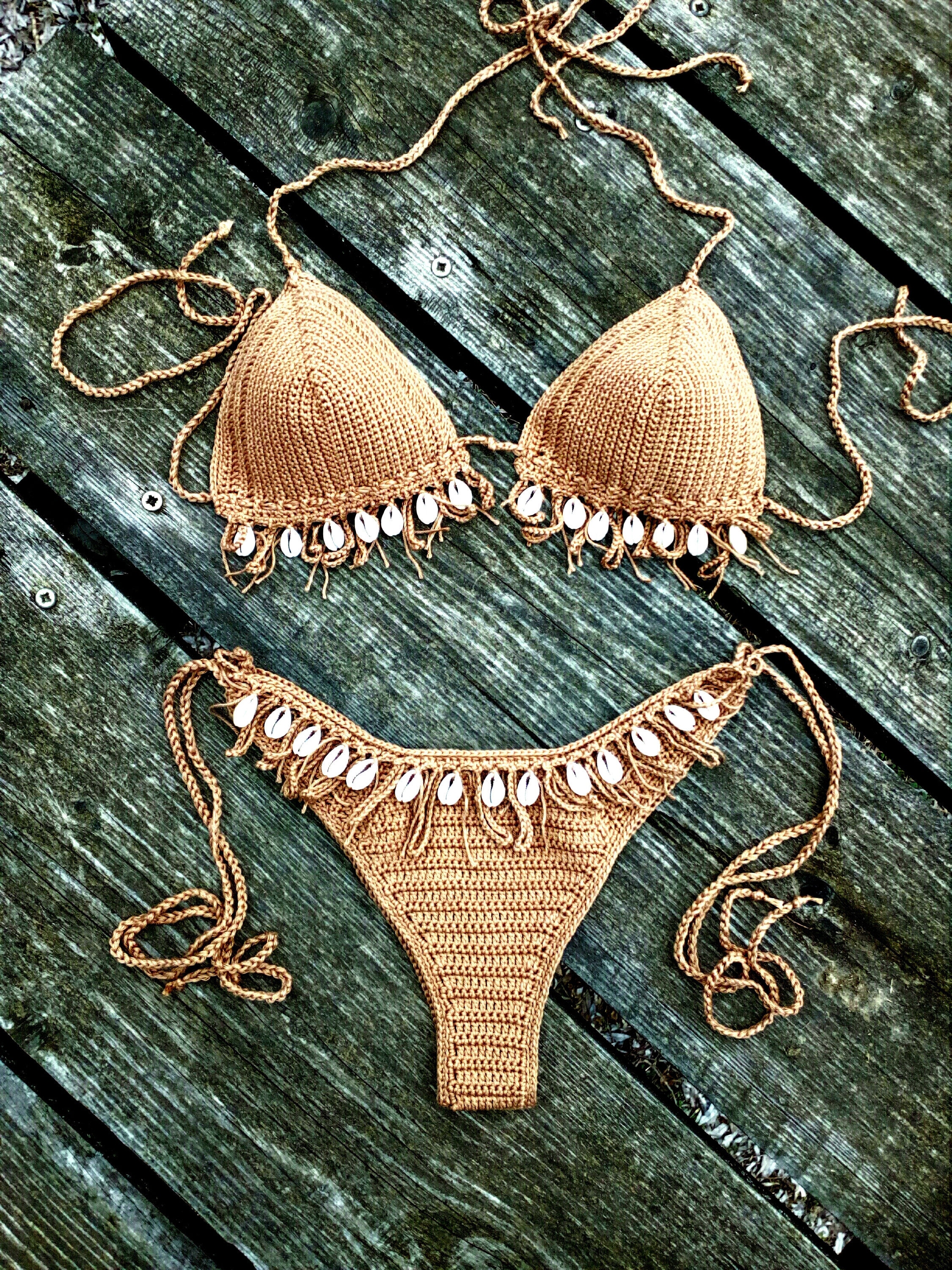 Crochet shell bikini deals