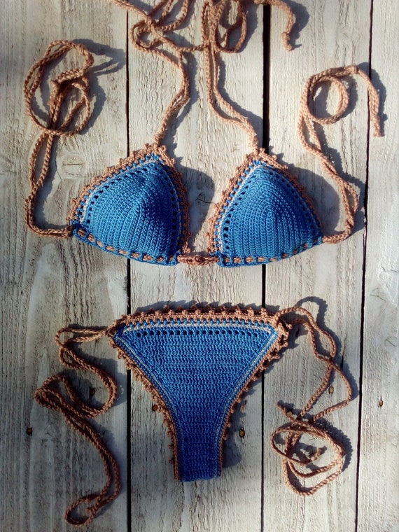 Crochet Bikini Set in Periwinkle Tan Nude -  Australia