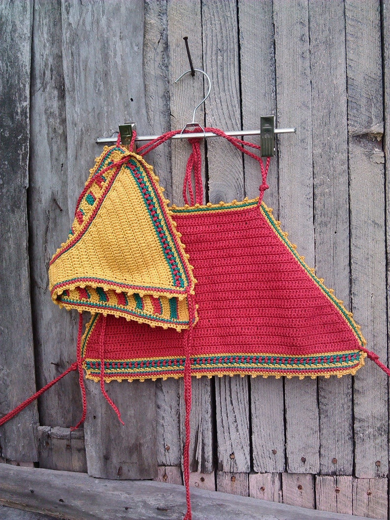 Crochet bikini Red Jamaican Crochet swimwear Bikini Crochet Etsy